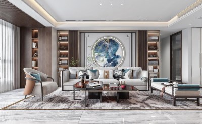 新中式客餐厅3D模型下载